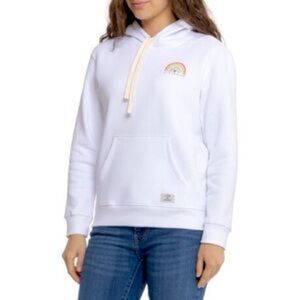 Life Is Good Rainbow Graphic White Fleece Hoodie - XL